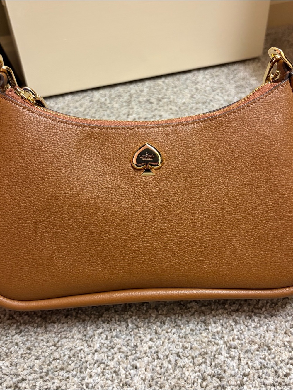 Kate Spade Cognac Pebbled Leather Shoulder Bag with Gold Hardware - Picture 2 of 12